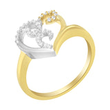 10K Two-Toned Gold Diamond Heart Shape Cluster Ring (1/6 Cttw, H-I Color, I1-I2 Clarity) - Size 6