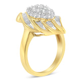 10K Yellow Gold Plated .925 Sterling Silver Diamond Cocktail Ring (3/4 Cttw, I-J Color, I2-I3 Clarity) - Size 6