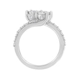 10K White Gold Two-Stone Miracle-Set Diamond Bypass Ring (1 Cttw, H-I Color, I1-I2 Clarity) - Size 6