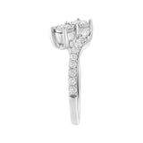 10K White Gold Two-Stone Miracle-Set Diamond Bypass Ring (1 Cttw, H-I Color, I1-I2 Clarity) - Size 6