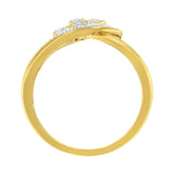 14K Yellow Gold Plated .925 Sterling Silver 1/4 Cttw Diamond Interlocking Loop Open Shank Bypass Ring (I-J Color, I1-I2 Clarity) - Size 7