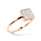 10K Rose Gold 1/3 Cttw Invisible Set Princess Cut Diamond Composite Square Shape Ring for Women (H-I color, I1-I2 clarity) - Size 7