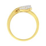 10K Yellow Gold 3/8 Cttw Round and Baguette-Cut Diamond Leaf Cocktail Ring - Size 7 (I-J Color, I1-I2 Clarity)