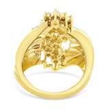 10K Yellow Gold 1 1/2 Cttw Diamond Cluster Tapered Shank Cocktail Ring Cocktail Ring (I-J Color, I1-I2 Clarity) - Ring Size 7