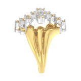 10K Yellow Gold 1 1/2 Cttw Diamond Cluster Tapered Shank Cocktail Ring Cocktail Ring (I-J Color, I1-I2 Clarity) - Ring Size 7