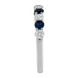 10KT White Gold 1/2 cttw Diamond and 3MM Created Blue Sapphire Gemstone Band Ring (H-I, I1-I2) - Size 7
