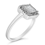 .925 Sterling Silver 1/5 Cttw Invisible Set Princess Cut Diamond Promise Ring with Beaded Halo (H-I Color, I1-I2 Clarity) - Ring Size 7
