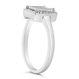 .925 Sterling Silver 1/5 Cttw Invisible Set Princess Cut Diamond Promise Ring with Beaded Halo (H-I Color, I1-I2 Clarity) - Ring Size 7