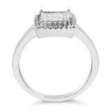 .925 Sterling Silver 1/5 Cttw Invisible Set Princess Cut Diamond Promise Ring with Beaded Halo (H-I Color, I1-I2 Clarity) - Ring Size 7