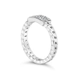 .925 Sterling Silver 1/5 Cttw Diamond ID and Cuban Link Band Ring (I-J Color, I2-I3 Clarity) - Ring Size 6