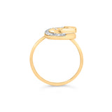 10K Yellow Gold 1/10 Cttw Diamond Crescent Moon Ring (I-J Color, I1-I2 Clarity) - Ring Size 6