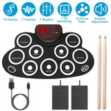 10 Pads Electric Drum Set Foldable