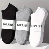 10-Pairs: Men's Solid Sport Low Cut Socks, Breathable Sweat-absorbing Comfy Soft Casual Simple Style Socks