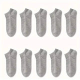 10-Pairs: Men's Solid Sport Low Cut Socks, Breathable Sweat-absorbing Comfy Soft Casual Simple Style Socks