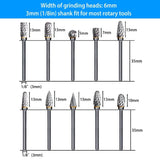 10-Piece: Double Cut Carbide Rotary Die Grinder Bit Set