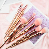 10-Piece: Unicorn Makeup Brush Rose Gold Diamond Handle Set