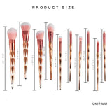 10-Piece: Unicorn Makeup Brush Rose Gold Diamond Handle Set