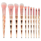 10-Piece: Unicorn Makeup Brush Rose Gold Diamond Handle Set