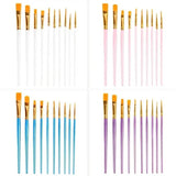 10-Pieces: Artist Paintbrush Nylon Round Pointed Flat Head Set