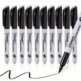 10-Pieces: Black Permanent Markers Fine Tip