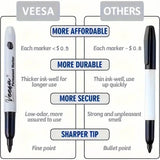 10-Pieces: Black Permanent Markers Fine Tip