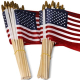 100-Pack: USA 4x6 in Wooden Stick Flag