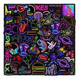 100-Piece: Cartoon Neon Light Graffiti Stickers