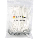100-Piece: EricX Light Cotton Candle Wick 6" Pre-Waxed for Candle Making