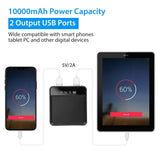 10000 mAh Portable Powerbank Mini with Dual USB Ports LCD Display