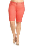 Plus Size High Waist Solid Stretch Short Pants