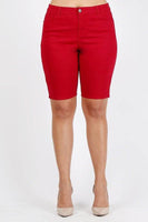 Plus Size High Waist Solid Stretch Short Pants