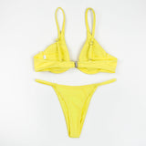 Sexy Push Up Underwired V-bar Bikini Women Swimsuit Female Swimwear Two-pieces Bikini set Micro Thong Bathing Suit Swim Lady