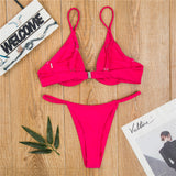 Sexy Push Up Underwired V-bar Bikini Women Swimsuit Female Swimwear Two-pieces Bikini set Micro Thong Bathing Suit Swim Lady