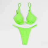 Sexy Push Up Underwired V-bar Bikini Women Swimsuit Female Swimwear Two-pieces Bikini set Micro Thong Bathing Suit Swim Lady