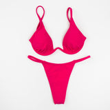 Sexy Push Up Underwired V-bar Bikini Women Swimsuit Female Swimwear Two-pieces Bikini set Micro Thong Bathing Suit Swim Lady