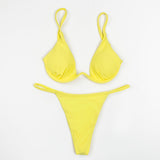 Sexy Push Up Underwired V-bar Bikini Women Swimsuit Female Swimwear Two-pieces Bikini set Micro Thong Bathing Suit Swim Lady