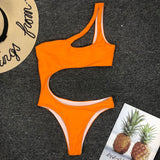 Asymmetric One shoulder Female Swimwear One piece swimsuit Women Monokini Bather Trikini High Cut Out Bathing Suit Swim Bodysuit