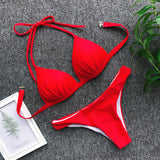 Sexy Halter Push Up Bra Cup Bikini 2025 Women Swimsuit Female Swimwear Two Pieces Bikini set Brazilian Bathing Suit Swim Beach