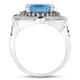 5.84 Carat Genuine Multi Stones .925 Sterling Silver Ring