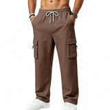 Mens Sporty-casual Multi-pocket Utility Trousers