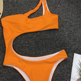 Asymmetric One shoulder Female Swimwear One piece swimsuit Women Monokini Bather Trikini High Cut Out Bathing Suit Swim Bodysuit