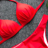 2025 Halter Bra Cup Bikini Sexy Swimsuit Female White Swimwear Women Push up Bikini set Brazilian Bathing Suit Bandeau Swim suit
