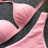Sexy Halter Push Up Bra Cup Bikini 2025 Women Swimsuit Female Swimwear Two Pieces Bikini set Brazilian Bathing Suit Swim Beach
