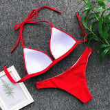 2025 Halter Bra Cup Bikini Sexy Swimsuit Female White Swimwear Women Push up Bikini set Brazilian Bathing Suit Bandeau Swim suit