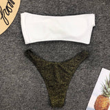 Sexy Sparkling Shiny Ribbed Bandeau Bikini 2025 Women Swimsuit Female Swimwear Two piece Bikini Set Triangle Bathing suit Swim