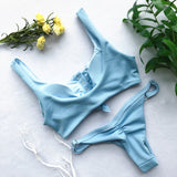 Knotted Ribbed Bikini 2026 Women Swimsuit Female Triangle Swimwear Two Pieces Bikini Set High Cut Bather Bathing Suit Swim Lady