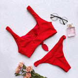 Knotted Ribbed Bikini 2026 Women Swimsuit Female Triangle Swimwear Two Pieces Bikini Set High Cut Bather Bathing Suit Swim Lady