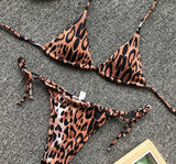 Sexy Leopard Mini Micro String Bikini Women Swimsuit Female Swimwear Two Pieces Bikini Set Halter Bathing Suit Swim Beach Wear