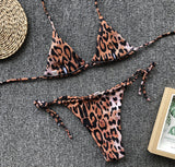 Sexy Leopard Mini Micro String Bikini Women Swimsuit Female Swimwear Two Pieces Bikini Set Halter Bathing Suit Swim Beach Wear