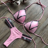 Sexy Halter Push Up Brazilian Bikini 2025 Women Bandage String Swimsuit Female Swimwear Two Pieces Bikini Set Bathing Suit Swim